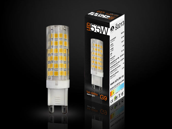 Bec LED Schuller G9 de 5.5W în varianta de 110V — pentru corpuri Schuller cu instalație pe 110V.