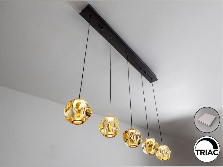 Lustra Schuller Zaria Liniara 5 lumini bar 96 cm negru-bronz LED