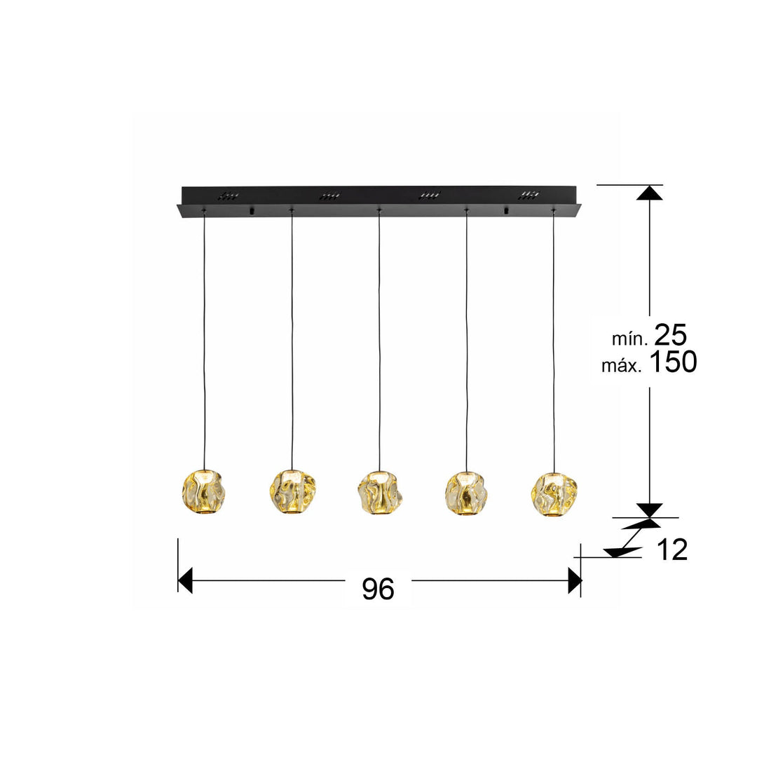 Lustra Schuller Zaria Liniara 5 lumini bar 96 cm negru-bronz LED