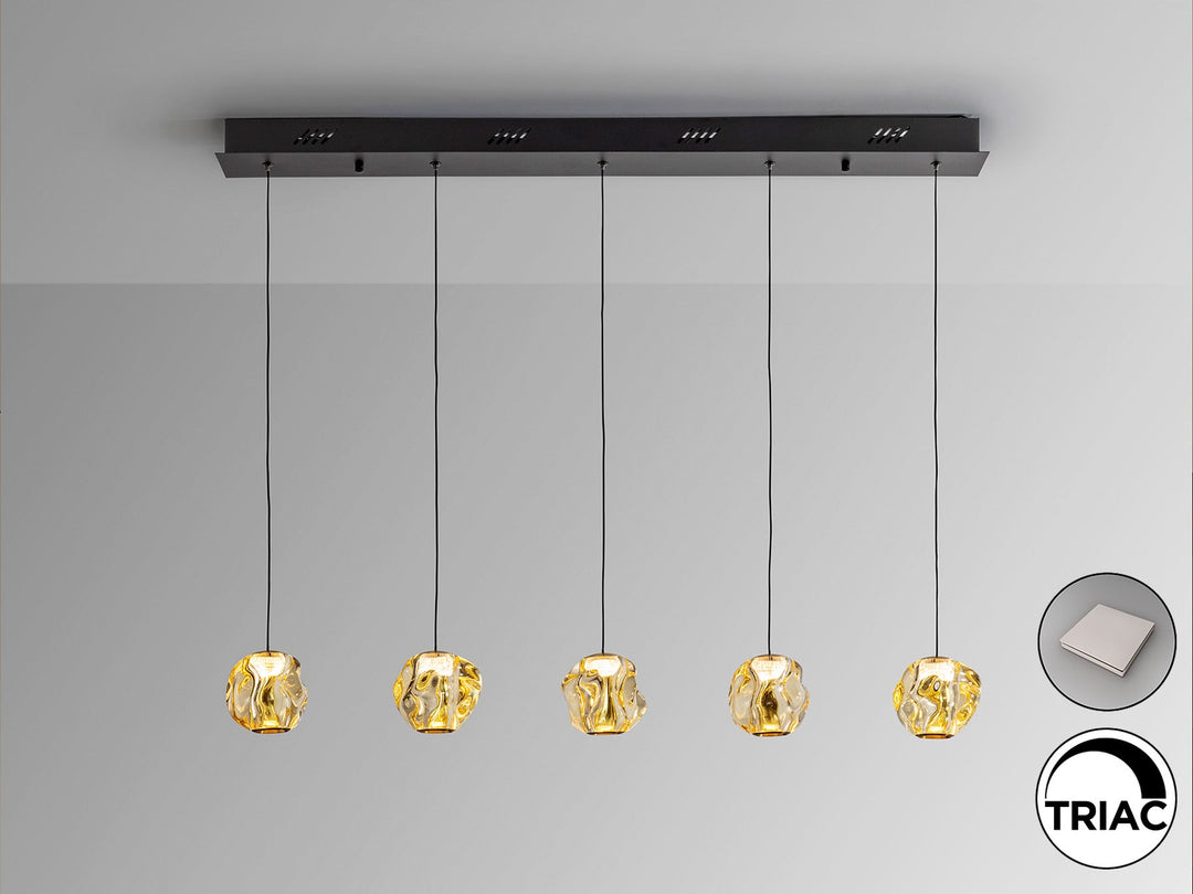 Lustra Schuller Zaria Liniara 5 lumini bar 96 cm negru-bronz LED