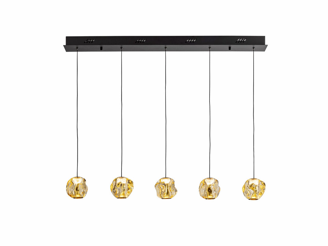 Lustra Schuller Zaria Liniara 5 lumini bar 96 cm negru-bronz LED