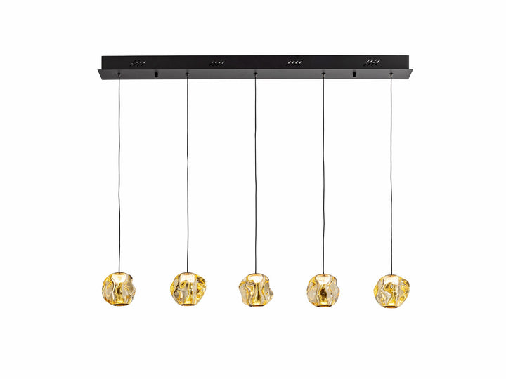 Lustra Schuller Zaria Liniara 5 lumini bar 96 cm negru-bronz LED