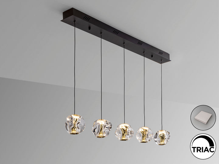 Lustra Schuller Zaria Liniara 5 lumini bar 96 cm negru-auriu acrilic