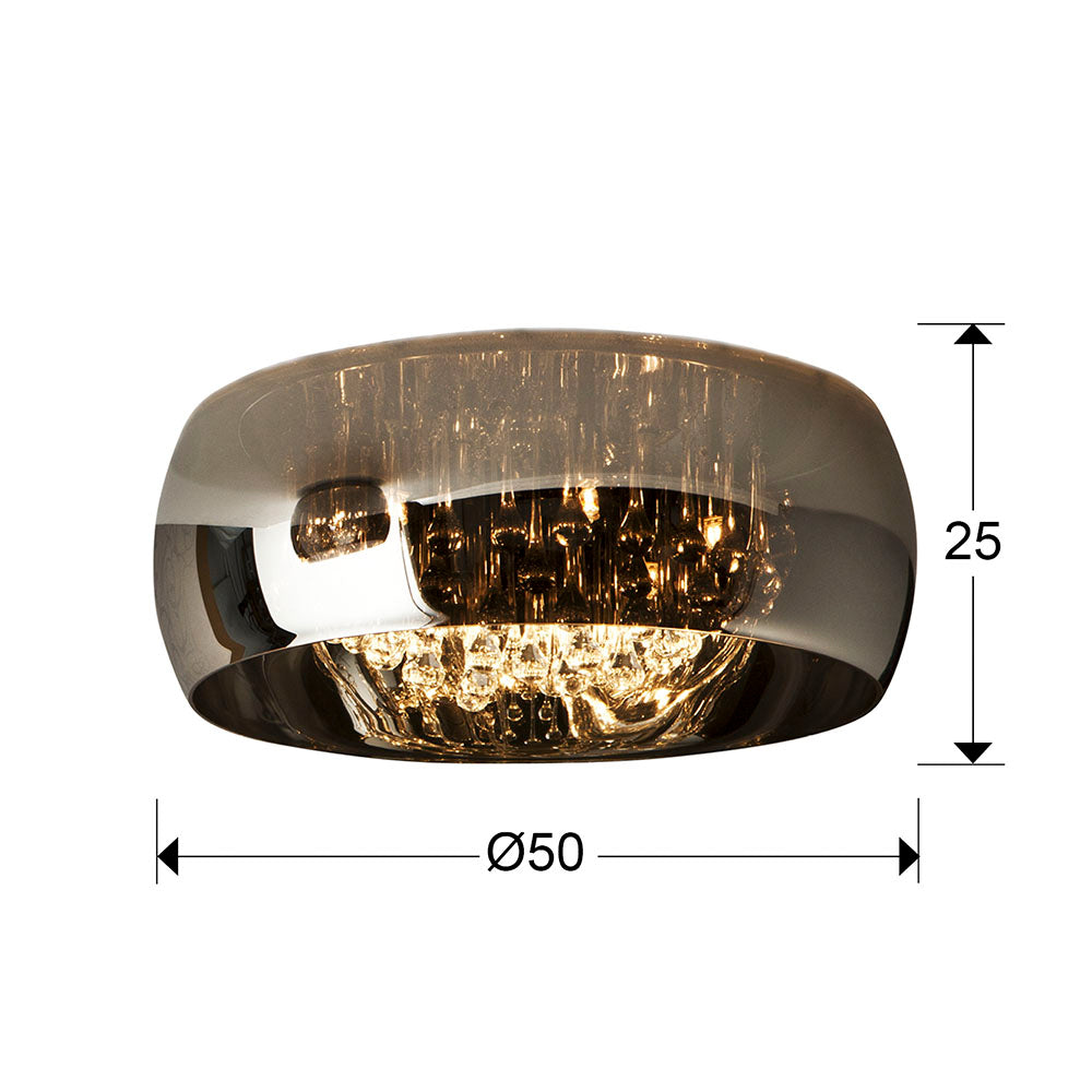 Plafoniera Schuller Argos Ø50 cromat cristale dimmable telecomandă