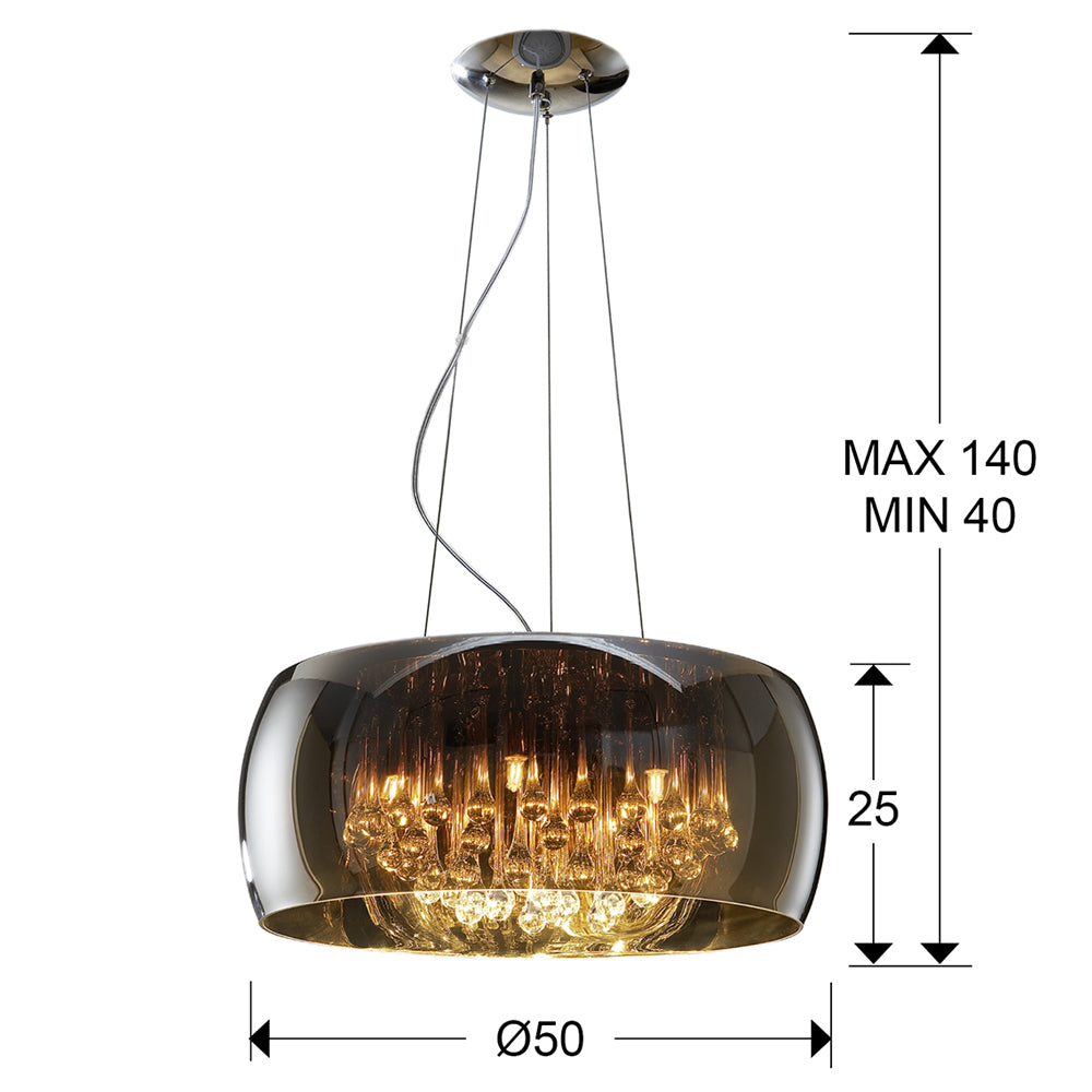 Pendul Schuller Argos Ø50 cromat cu picaturi cristal