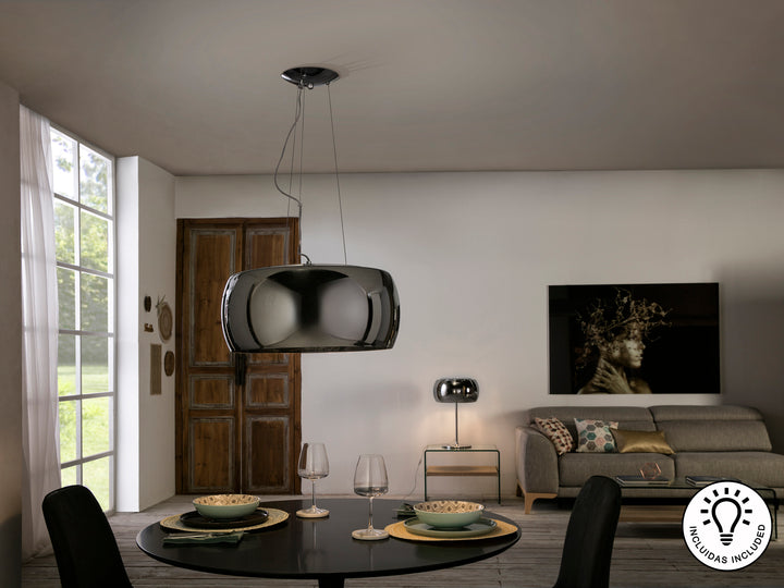 Pendul Schuller Argos Ø50 cromat cu picaturi cristal