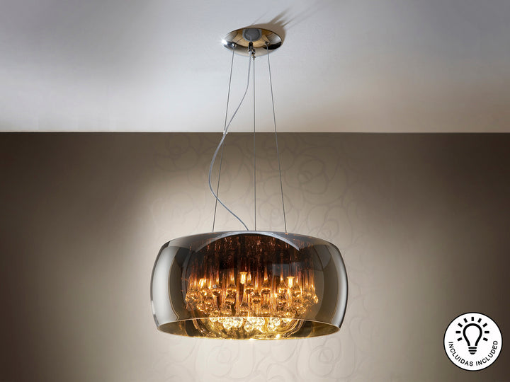 Pendul Schuller Argos Ø50 cromat cu picaturi cristal