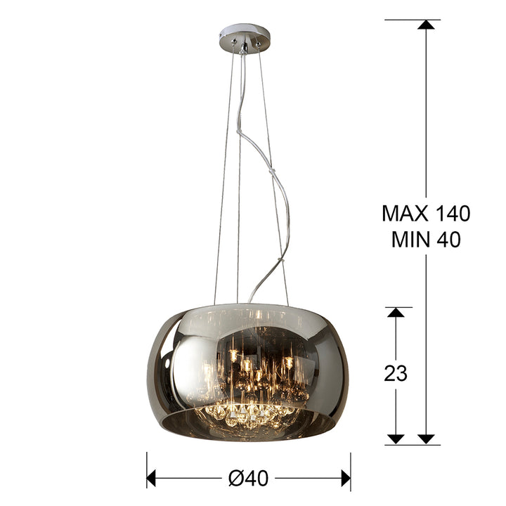 Pendul Schuller Argos Ø40 cromat cristale dimmable telecomandă