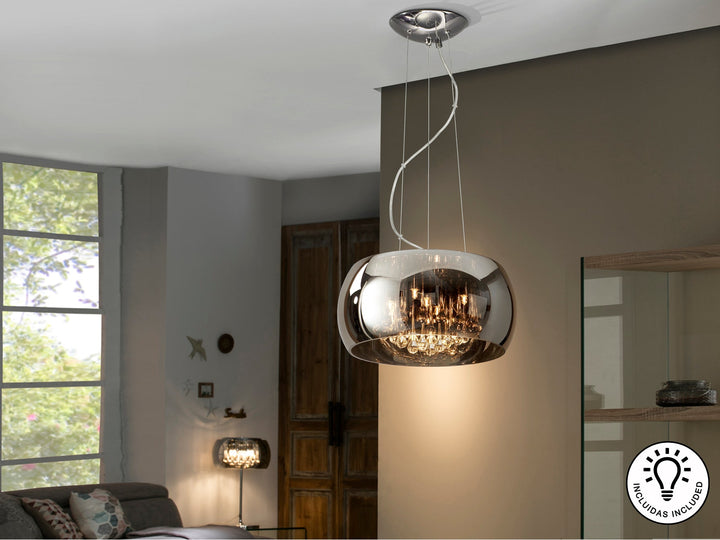 Pendul Schuller Argos Ø40 cromat cu picaturi cristal