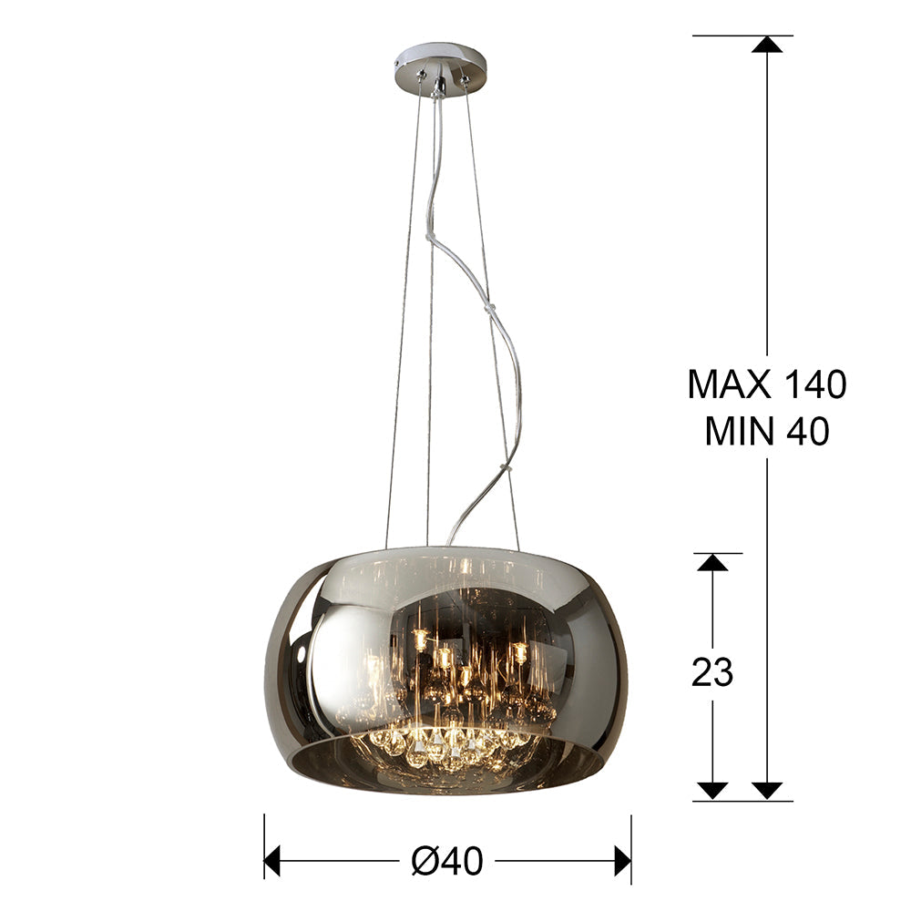 Pendul Schuller Argos Ø40 cromat cu picaturi cristal