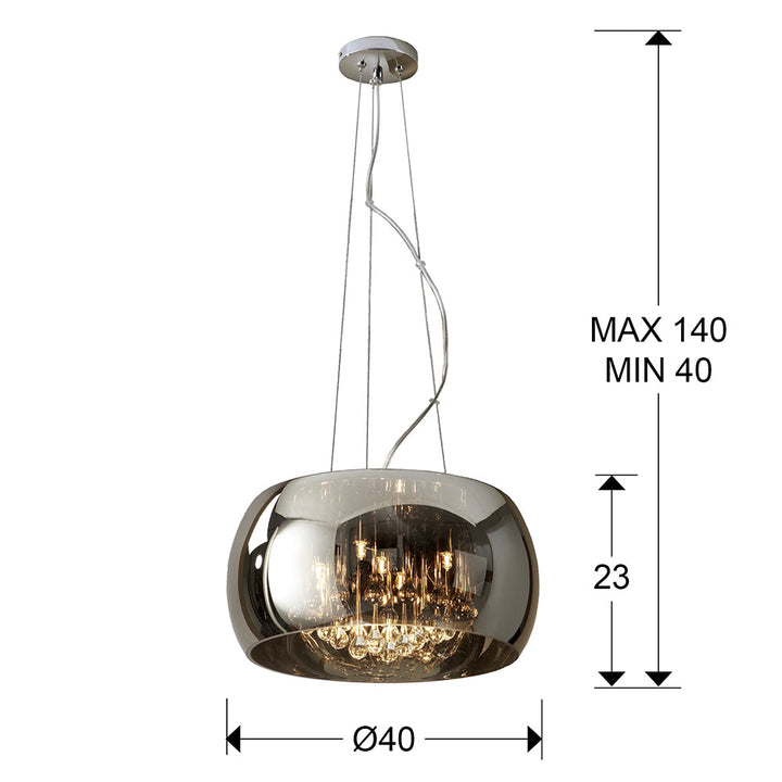 Pendul Schuller Argos Ø40 cromat cu picaturi cristal