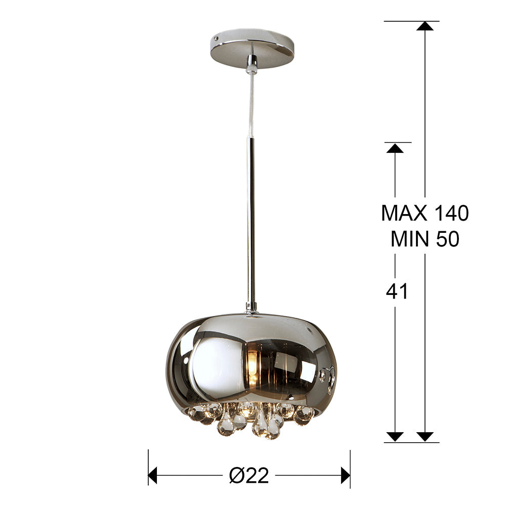 Lustra Schuller Argos 1 lumina cromat cu picaturi cristal