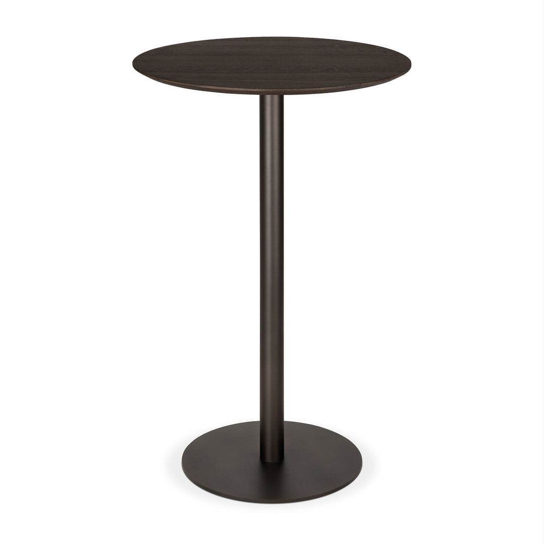 Masă bar Blend Ethnicraft cu blat din stejar masiv brun și bază din metal Dark Bronze