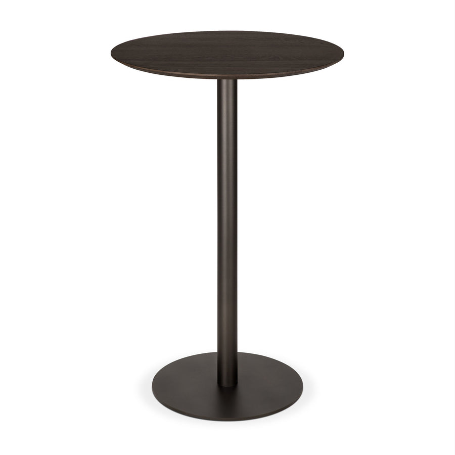 Masă bar Blend Ethnicraft cu blat din stejar masiv brun și bază din metal Dark Bronze