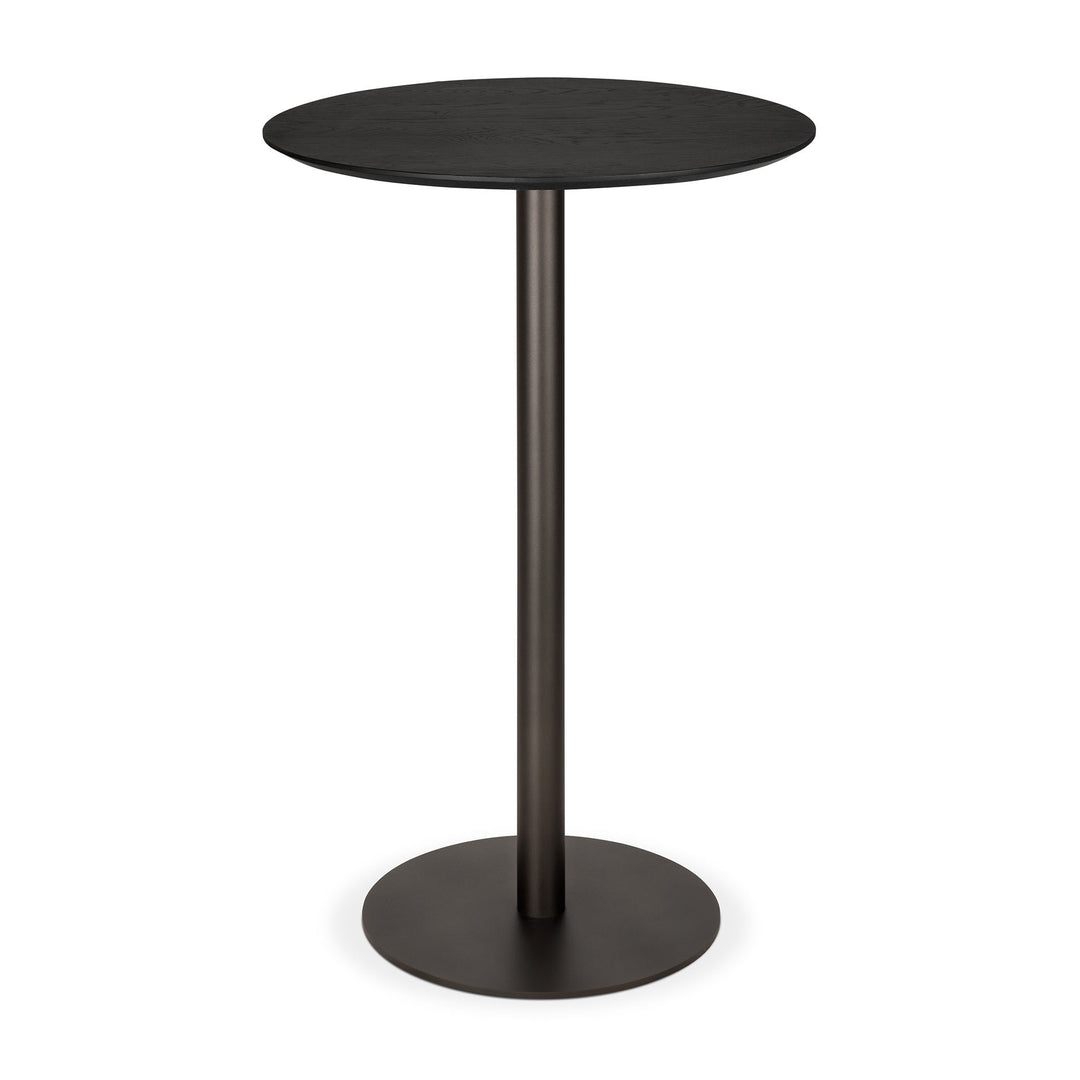 Masă bar Blend Ethnicraft cu blat din stejar masiv negru și bază din metal Dark Bronze