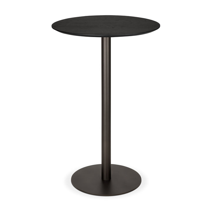 Masă bar Blend Ethnicraft cu blat din stejar masiv negru și bază din metal Dark Bronze