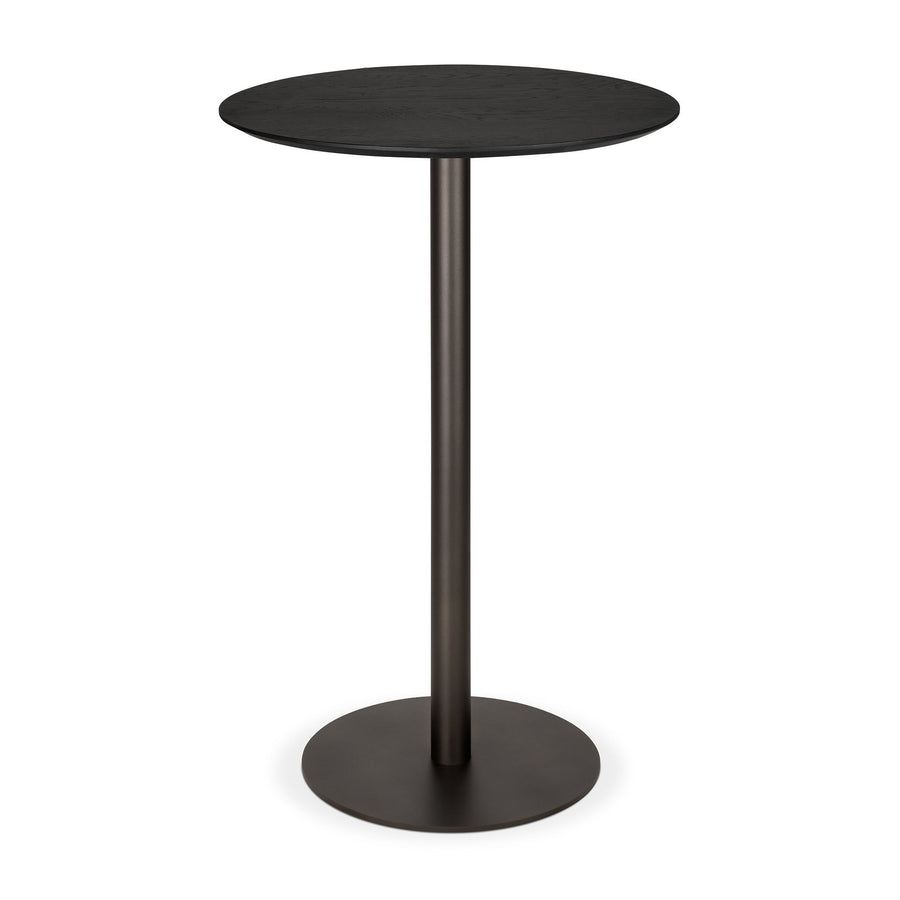 Masă bar Blend Ethnicraft cu blat din stejar masiv negru și bază din metal Dark Bronze