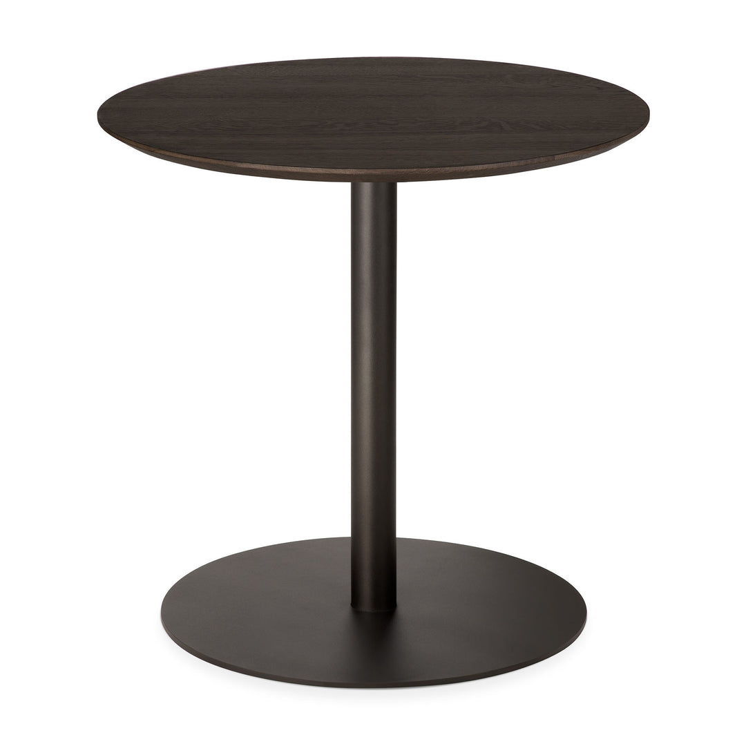 Masă lounge Blend Ethnicraft cu blat din stejar masiv vopsit maro și bază metalică Dark Bronze