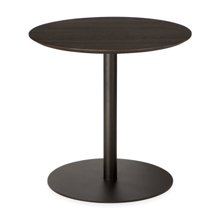 Masă lounge Blend Ethnicraft cu blat din stejar masiv vopsit maro și bază metalică Dark Bronze