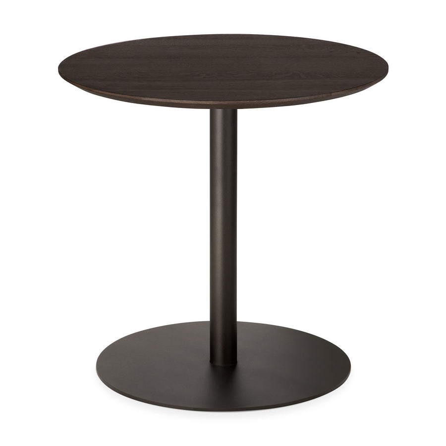 Masă lounge Blend Ethnicraft cu blat din stejar masiv vopsit maro și bază metalică Dark Bronze