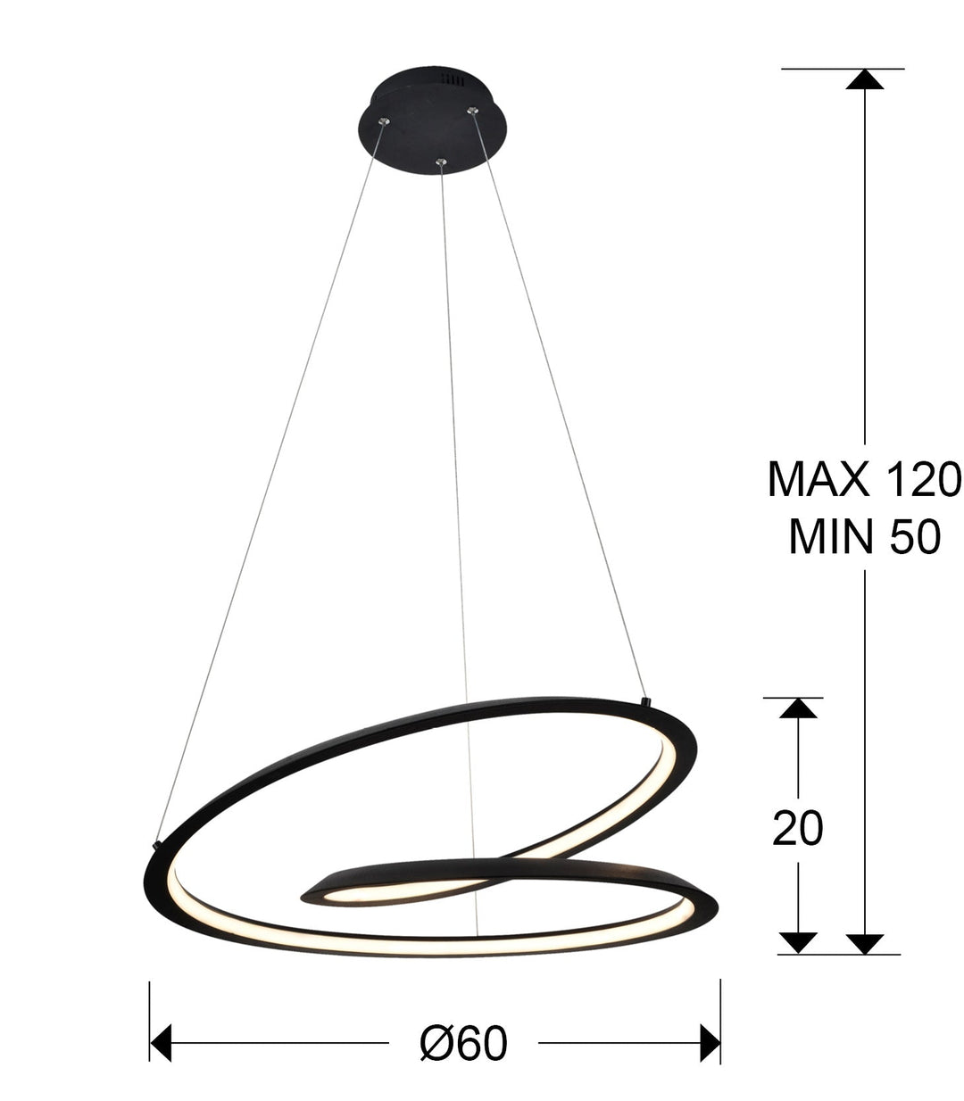 Lustra Schuller Looping disc negru mat Ø60 LED 36W