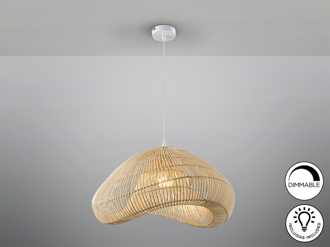 Lustra Schuller Sabah 1 lumina alb patinat ratan natural