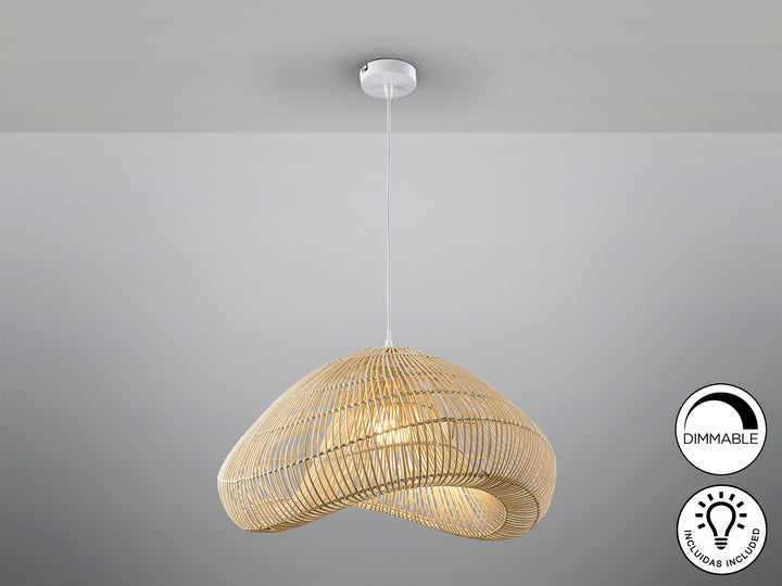 Lustra Schuller Sabah 1 lumina alb patinat ratan natural
