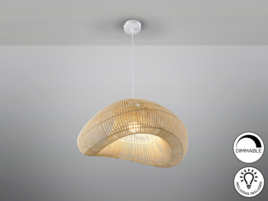 Lustra Schuller Sabah 1 lumina alb patinat ratan natural
