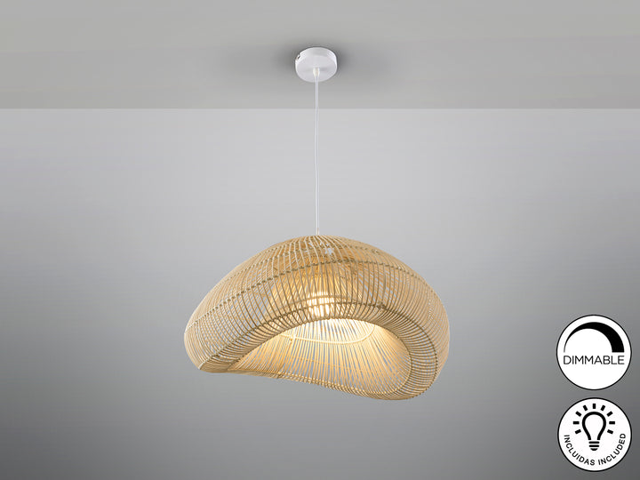 Lustra Schuller Sabah 1 lumina alb patinat ratan natural