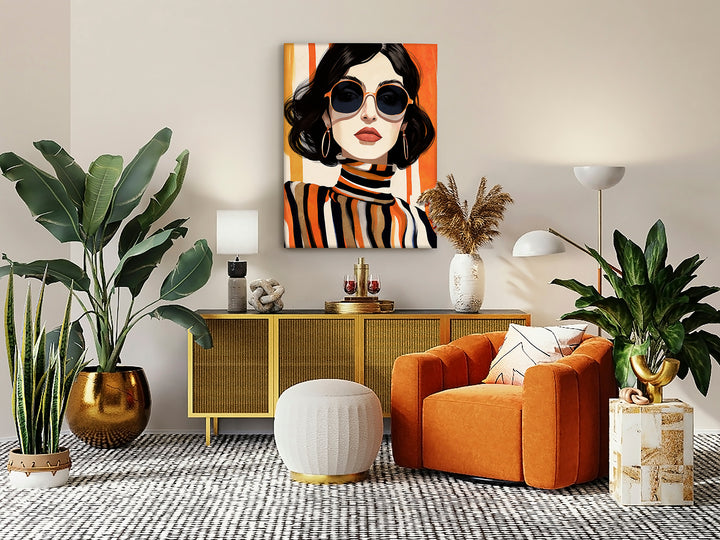 Tablou acrilic Schuller Orange pictat pe pânză întinsă pe ramă — 90x120 cm