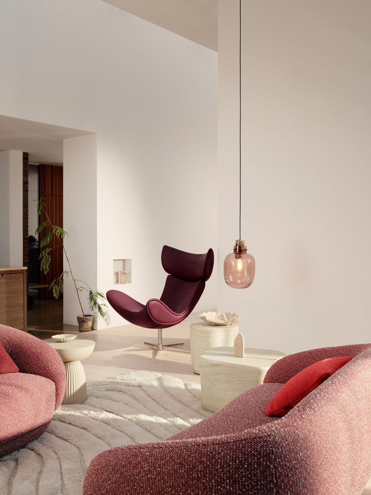 Taburet BoConcept Imola piele Nordic Vintage — detaliu