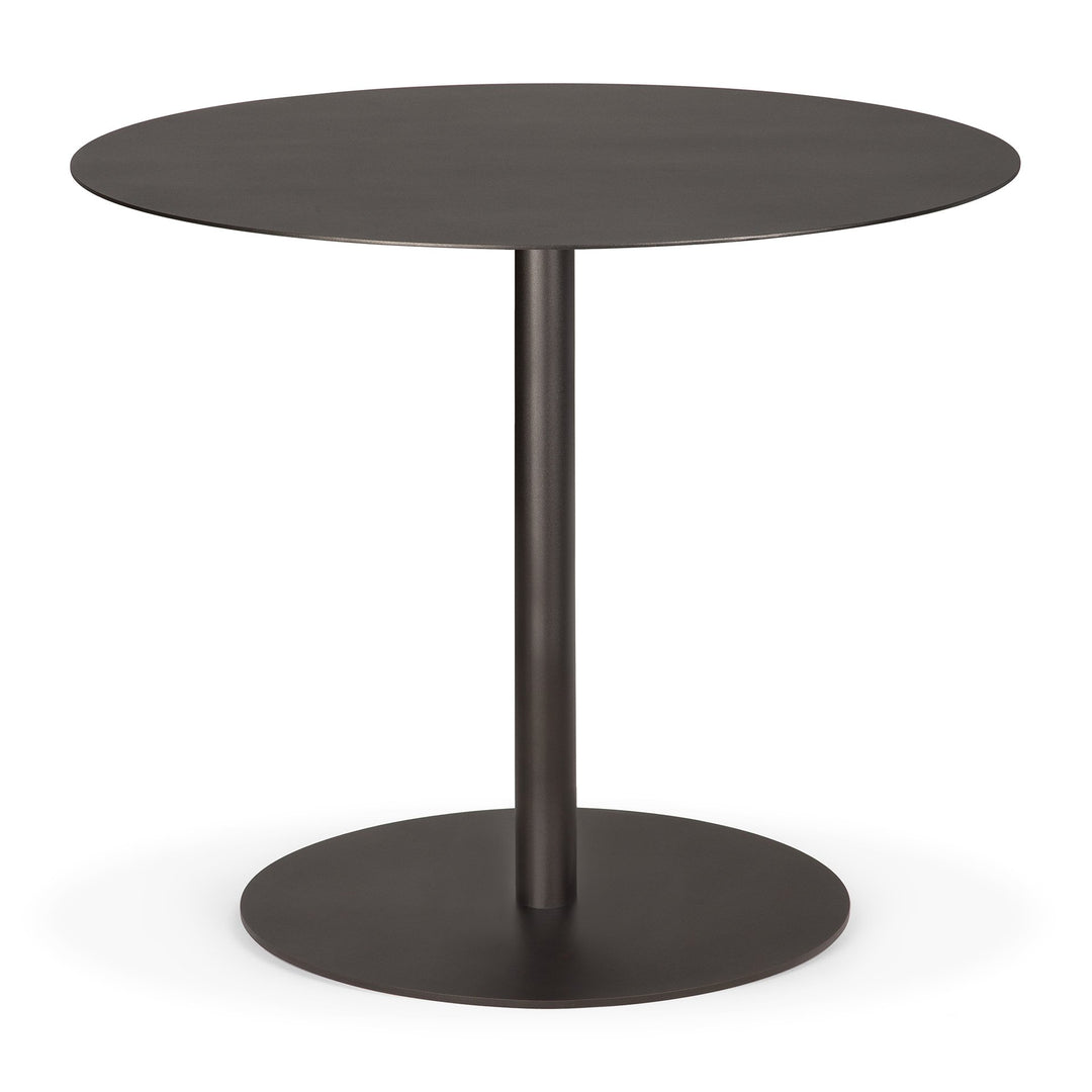 Masă dining Blend Ethnicraft cu blat dark bronze metal  table top — 90×90×76 cm