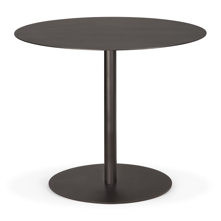 Masă dining Blend Ethnicraft cu blat dark bronze metal  table top — 90×90×76 cm