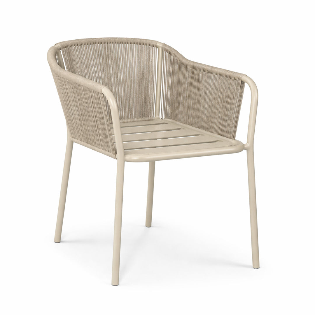 Cadru scaun outdoor Capitan Ethnicraft Sand cu aluminiu pulverizat și cord olefină-poliester în beige natural
