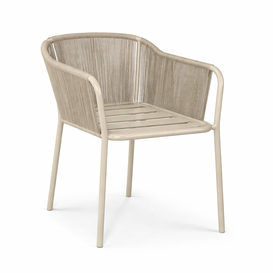 Cadru scaun outdoor Capitan Ethnicraft Sand cu aluminiu pulverizat și cord olefină-poliester în beige natural