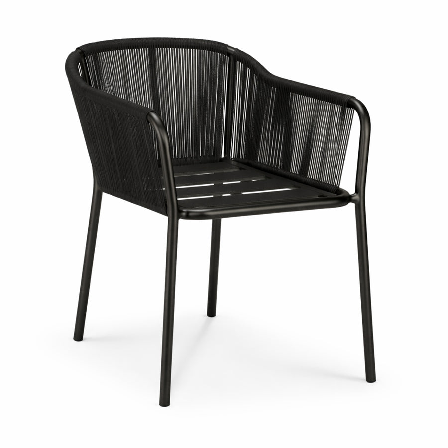 Cadru scaun outdoor Capitan Ethnicraft Dark Bronze cu aluminiu pulverizat și cord împletit în ton închis