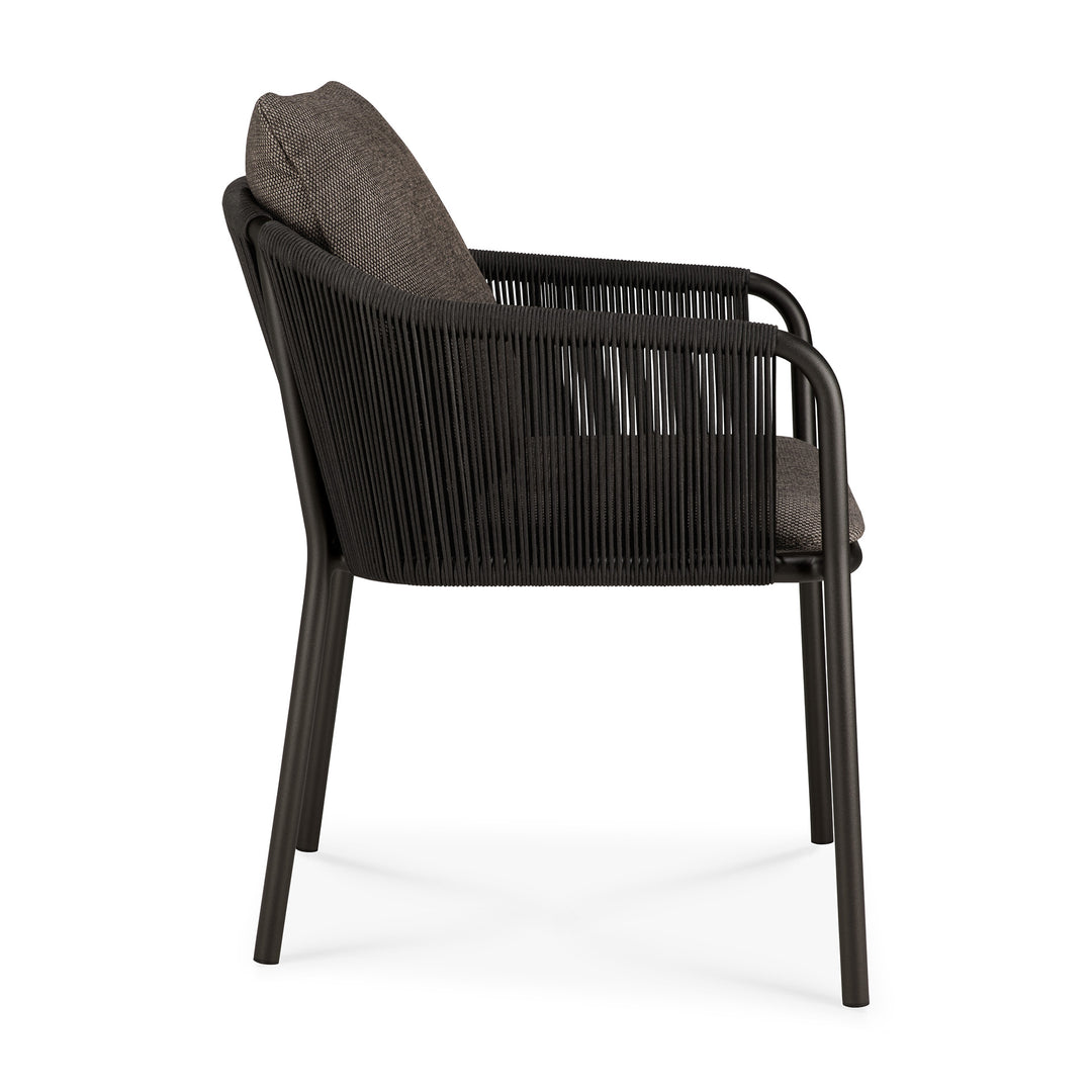 Scaun outdoor Ethnicraft Capitan Dark Bronze cu perne Dark Brown