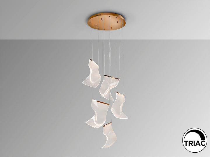 Lustra Schuller Velos II 5 lumini rose gold metacrilat dimabilă