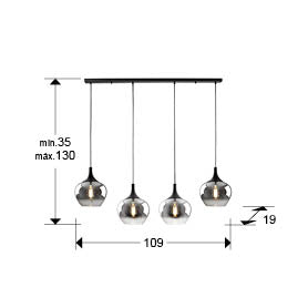 Lustra Schuller Opaz 4 lumini 109 cm negru-fumuriu