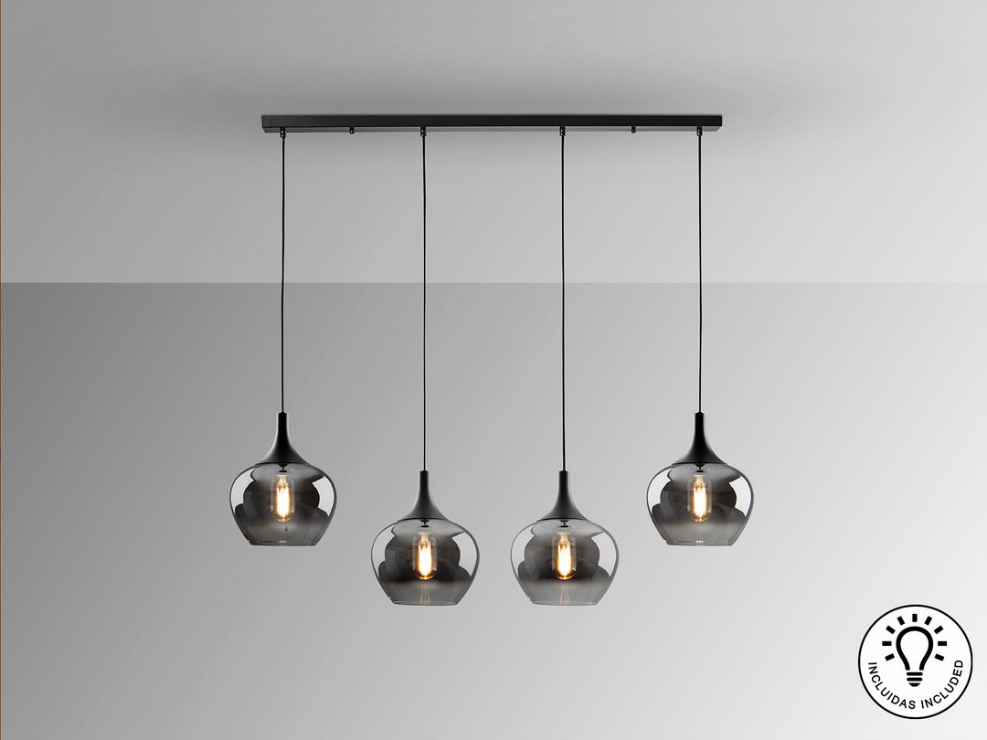 Lustra Schuller Opaz 4 lumini 109 cm negru-fumuriu
