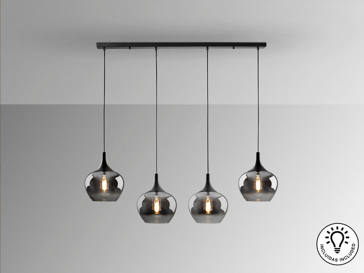 Lustra Schuller Opaz 4 lumini 109 cm negru-fumuriu