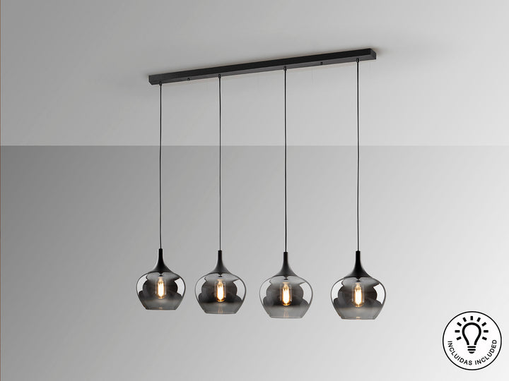 Lustra Schuller Opaz 4 lumini 109 cm negru-fumuriu