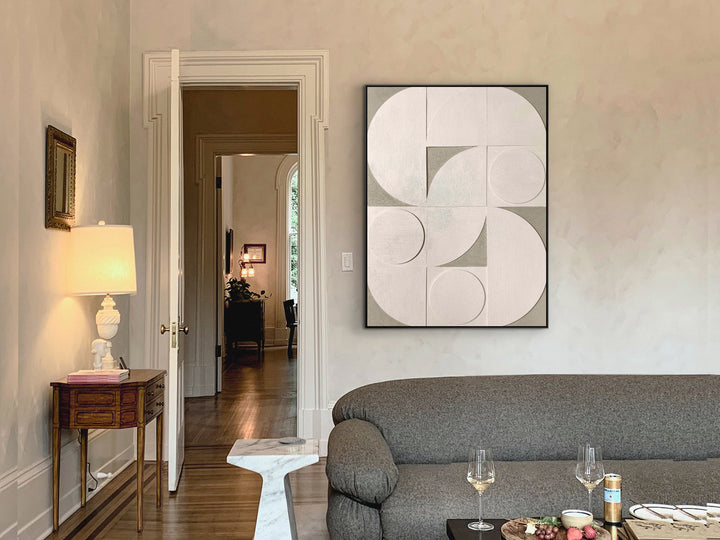 Decorațiune perete Schuller Geomia cu basorelief geometric și ramă neagră — 90x120 cm