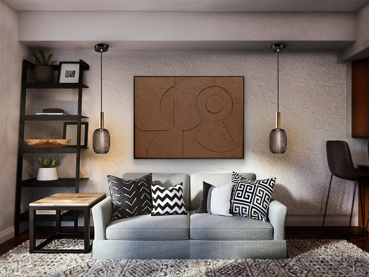 Decorațiune perete Schuller Morphos cu basorelief geometric și ramă neagră — 120x90 cm