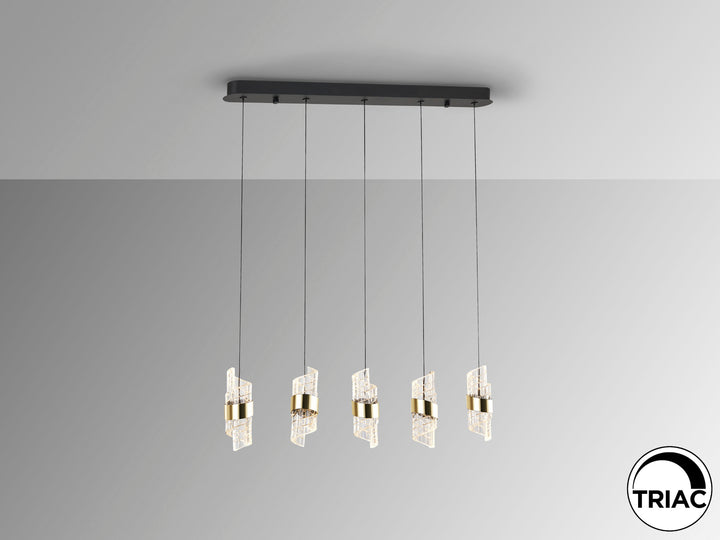Lustra Schuller Iliada 5 lumini bar 96 cm negru-auriu spirală