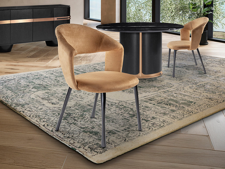 Scaun Schuller Willy camel suede picioare negre