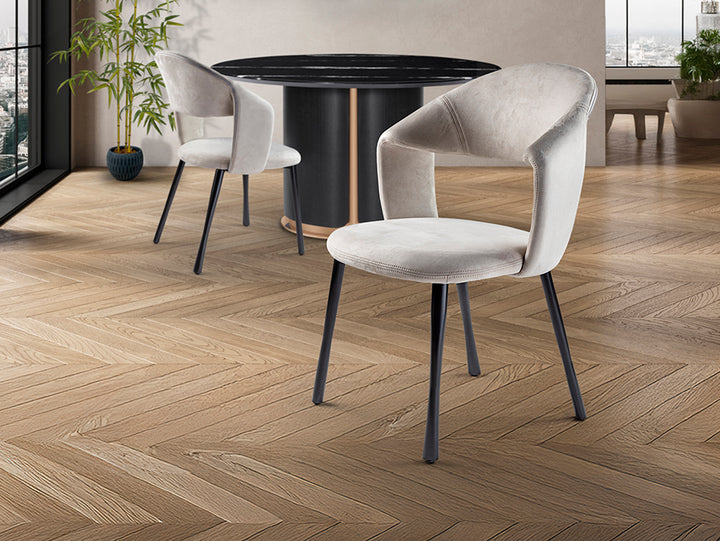 Scaun Schuller Willy stone suede picioare negre