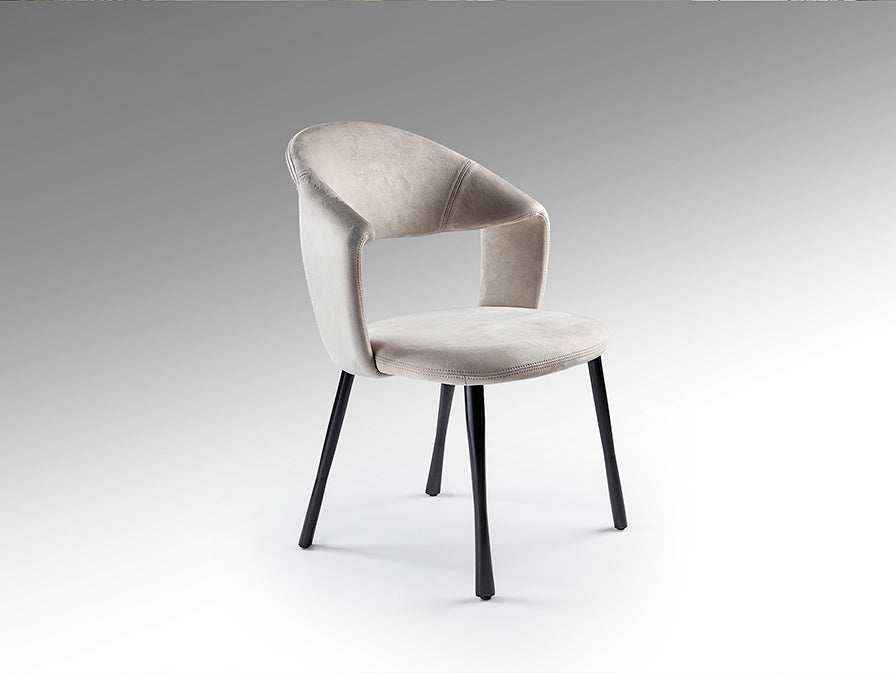 Scaun Schuller Willy stone suede picioare negre
