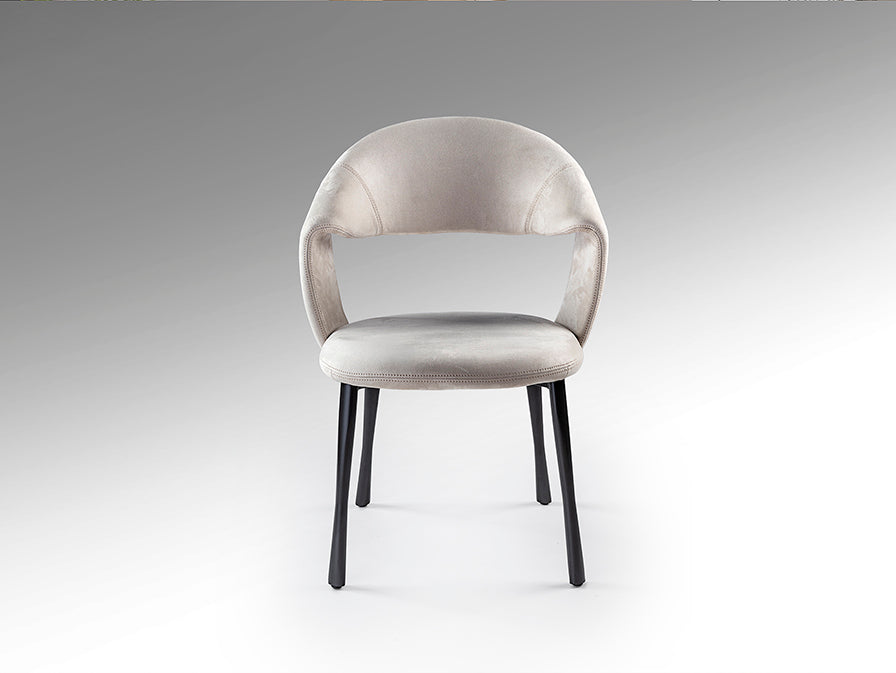Scaun Schuller Willy stone suede picioare negre
