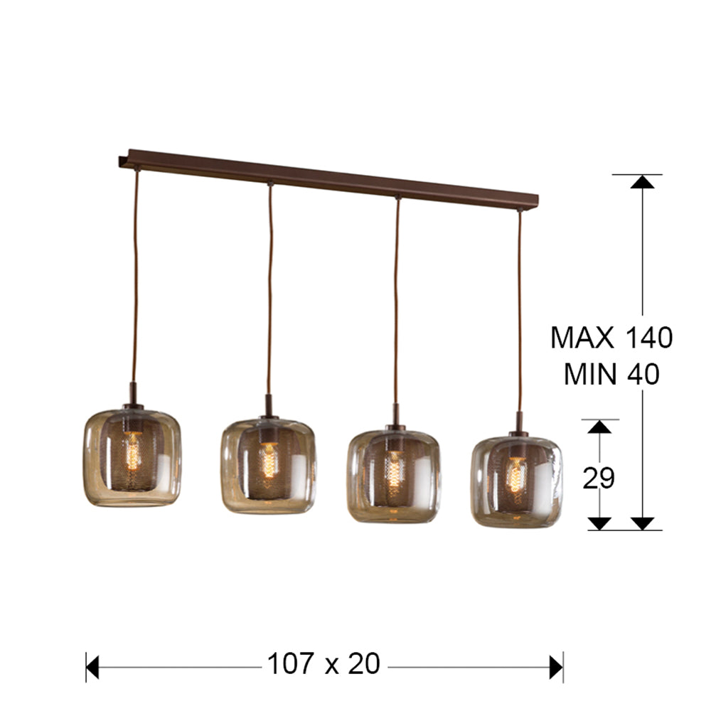 Lustra Schuller Fox 4 lumini bar 107 cm ciocolata dimmable telecomandă